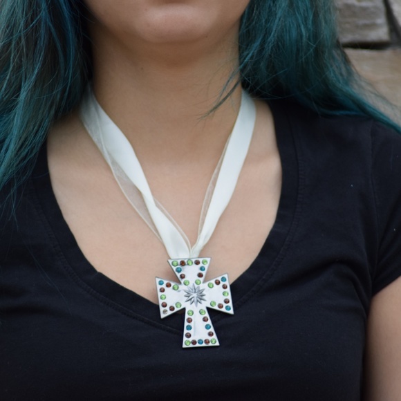 Metallic Mult-Colored Cross - Picture 2 of 2